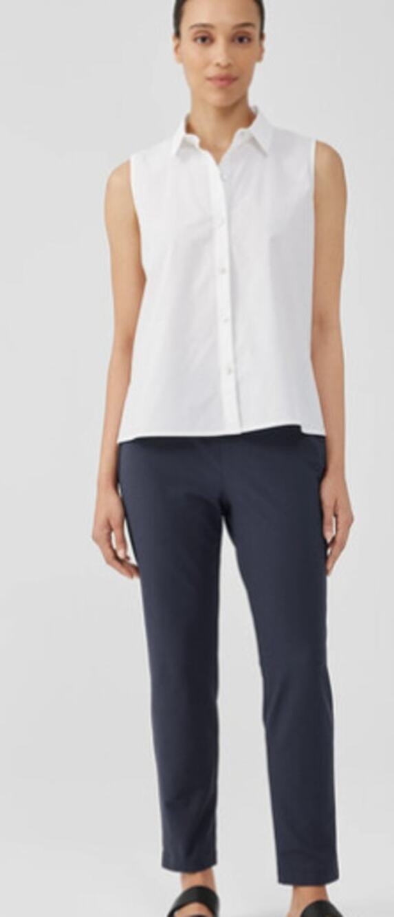 Eileen Fisher Navy Blue Washable Stretch Crepe Cropped Pant Size XL Quiet Luxury